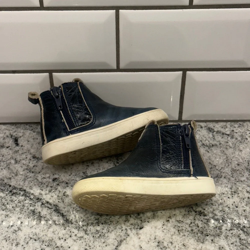 Little Penguin Kids 12-18 Months Chelsea Boots Navy Blue Leather Zip Up Classic
